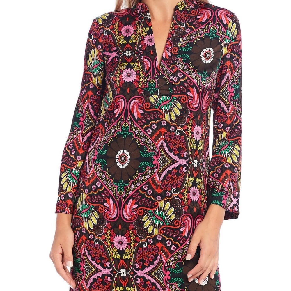 Trina Turk Christie Mod Print Long Sleeve Shift Dress - Picture 3 of 11